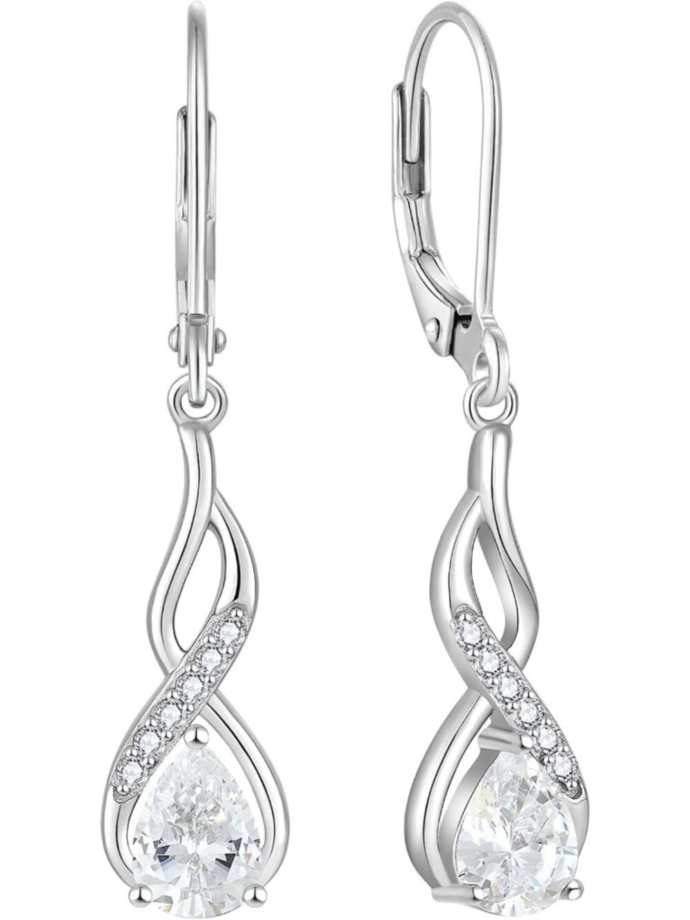 YL 925 Sterling Silver Infinity Dangle Drop Earrings Twisted Leverback Earrings